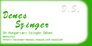 denes szinger business card